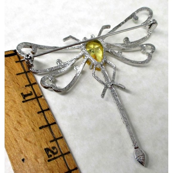 Dragonfly Silvertone Brooch Pin - Bug Insect Nature Jewelry Gift - Picture 7 of 8